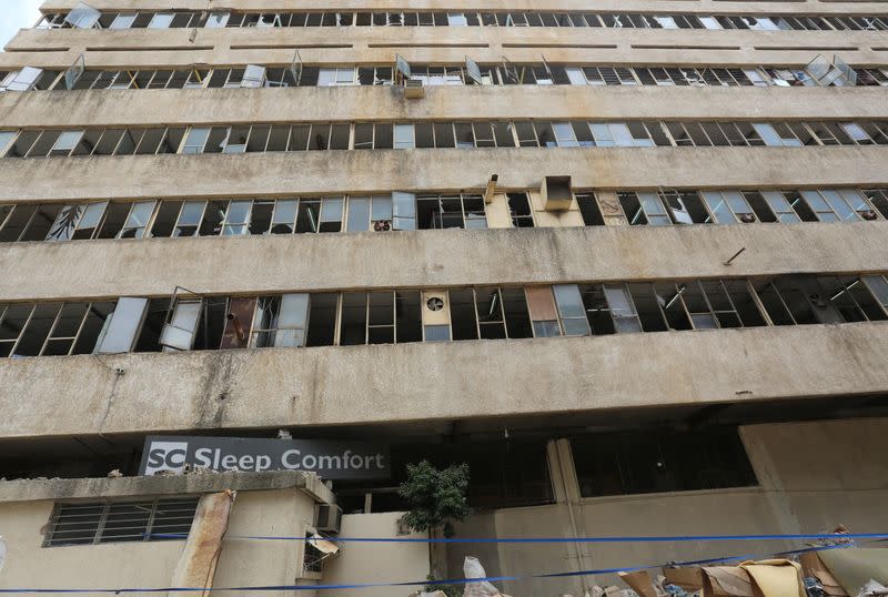 A view shows Sleep Comfort furniture factory that was damaged during Beirut port blast
