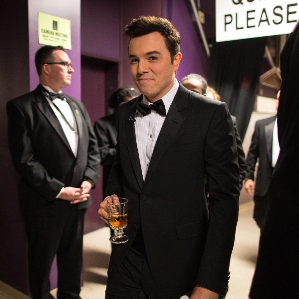 Seth MacFarlane backstage at the Academy Awards