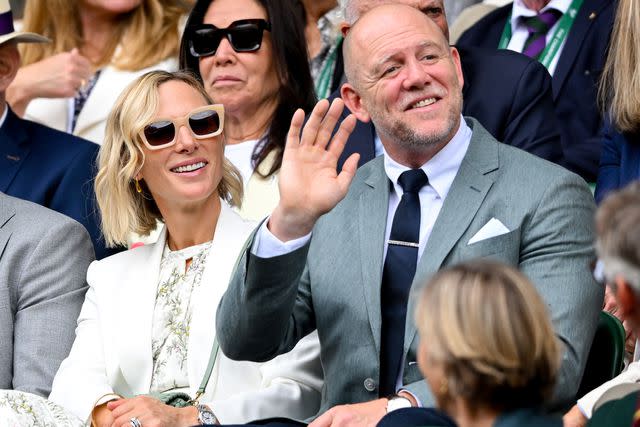 <p>Karwai Tang/WireImage</p> Zara and Mike Tindall attend Wimbledon on July 10, 2024