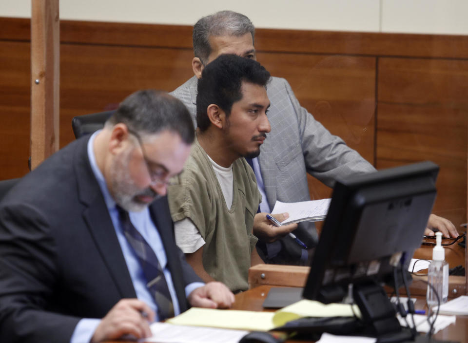 Gerson Fuentes, center, the man accused of raping and impregnating a 9-year-old Ohio girl, who at 10 had to travel to Indiana for an abortion. / Credit: Paul Vernon via Associated Press