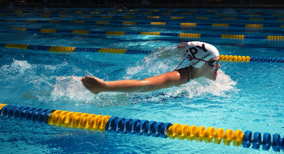 Isabella Cavanagh practices with the Springfield Senators at the Illini Country Club pool Friday, Aug. 21, 2020.