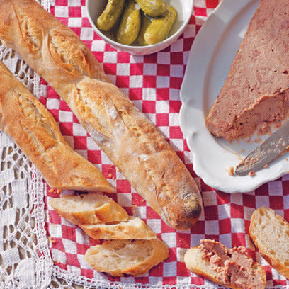 Baguette with pate and gherkins