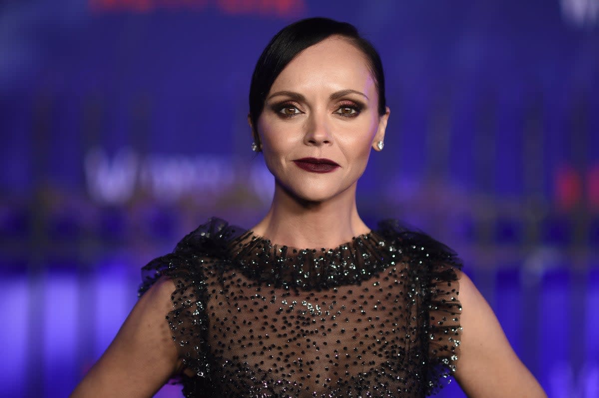 Christina Ricci, 42, dressed aptly for the series premiere in Los Angeles by wearing the signature black colour of the family (Richard Shotwell/Invision/AP)