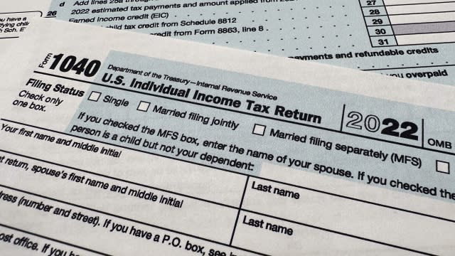 The Internal Revenue Service 1040 tax form for 2022 is seen on April 17, 2023.