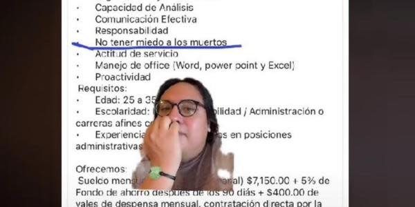 Empresa se hace viral por solicitar en sus requisitos: "No tener miedo a los muertos"