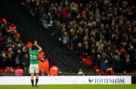 Soccer Football - Premier League - Tottenham Hotspur vs West Bromwich Albion - Wembley Stadium, London, Britain - November 25, 2017 West Bromwich Albion’s Ahmed Hegazi applauds fans after the match REUTERS/Hannah McKay