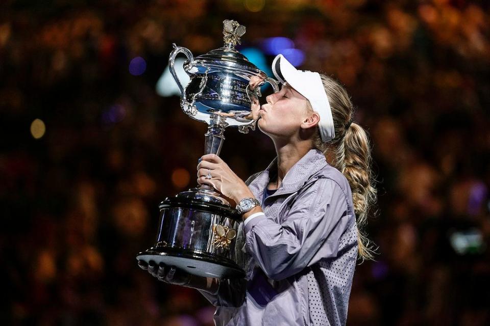 Caroline Wozniacki after winning the Australian Open | XIN LI/Getty