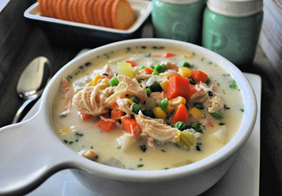 <p>Krista Marshall</p><p>This stick-to-your-ribs stew is filled with big bites of chicken, perfectly cooked veggies and rich, creamy broth.<br></p><p><strong>Get the recipe: <a href="https://parade.com/1143230/kristamarshall/slow-cooker-creamy-chicken-stew/" rel="nofollow noopener" target="_blank" data-ylk="slk:Slow Cooker Creamy Chicken Stew;elm:context_link;itc:0;sec:content-canvas" class="link ">Slow Cooker Creamy Chicken Stew</a></strong></p>