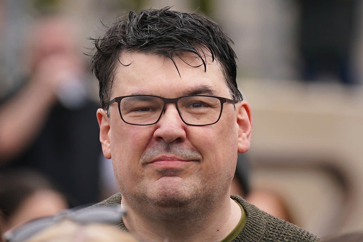 Graham Linehan photographed at a Let Women Speak rally in September 2023 (PA)