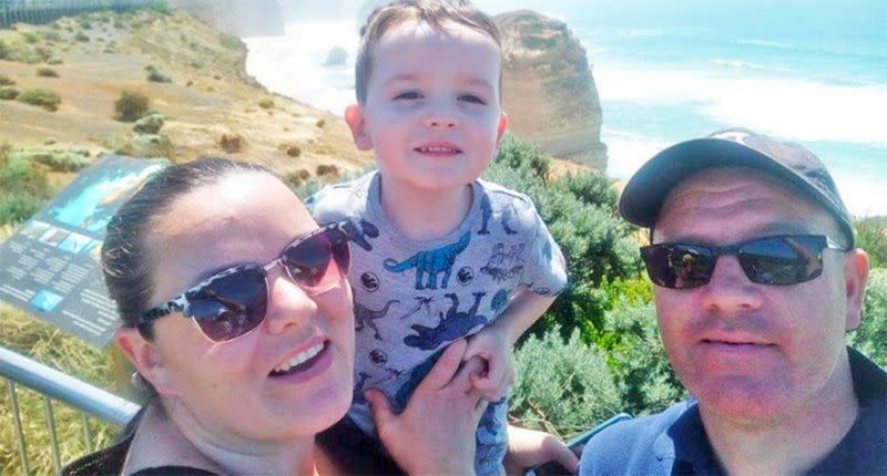 Christine Hyde, pictured with husband Anthony and their son Darragh, is begging the Immigration Minster to let her continue to teach at a regional Victoria school. Source: Christine Hyde