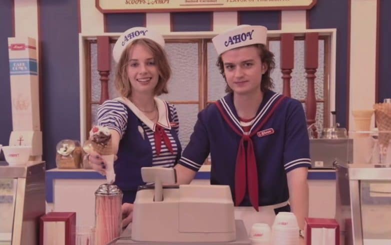 Steve Harrington, right, can be seen working at the mall in the new teaser - Netflix