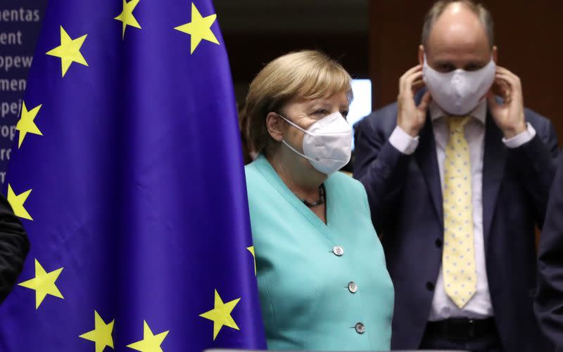 German Chancellor Angela Merkel attends a plenary session at the European Parliament in Brussels