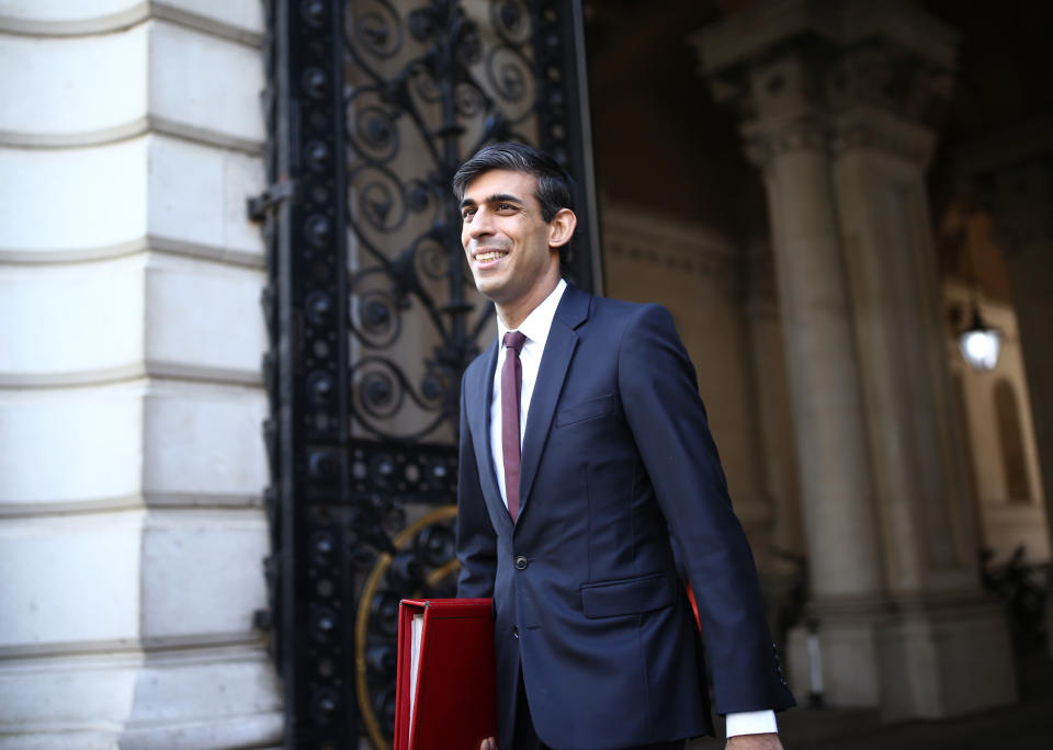 Chancellor of the Exchequer Rishi Sunak arrives in Downing Street, London, as the UK remains in lockdown to prevent the spread of the coronavirus.