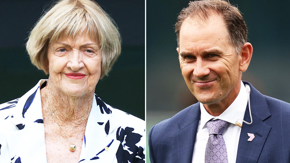 Margaret Court, pictured here alongside Justin Langer.