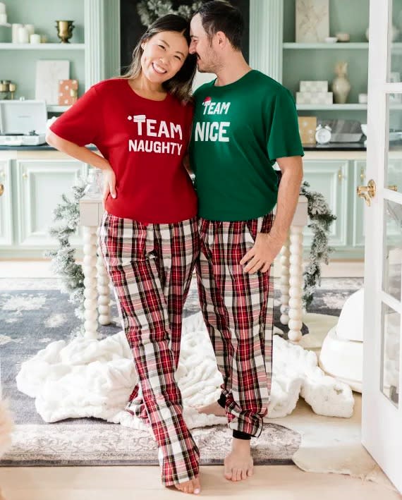 Couples plaid holiday pajamas