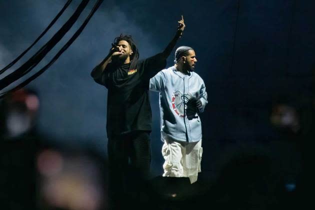 drake-j-cole.jpg 2023 Dreamville Music Festival - Credit: Astrida Valigorsky/WireImage