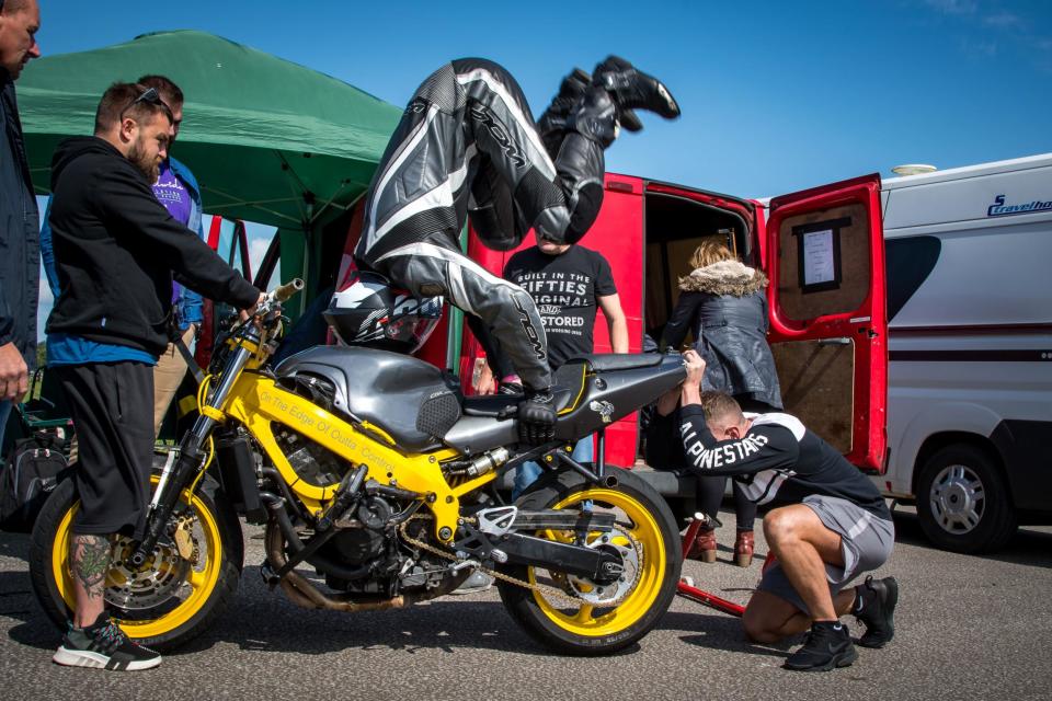 Marco George, who has an entry in Guinness World Records 2021 for the fastest speed on a motorcycle while performing a headstand (PA)