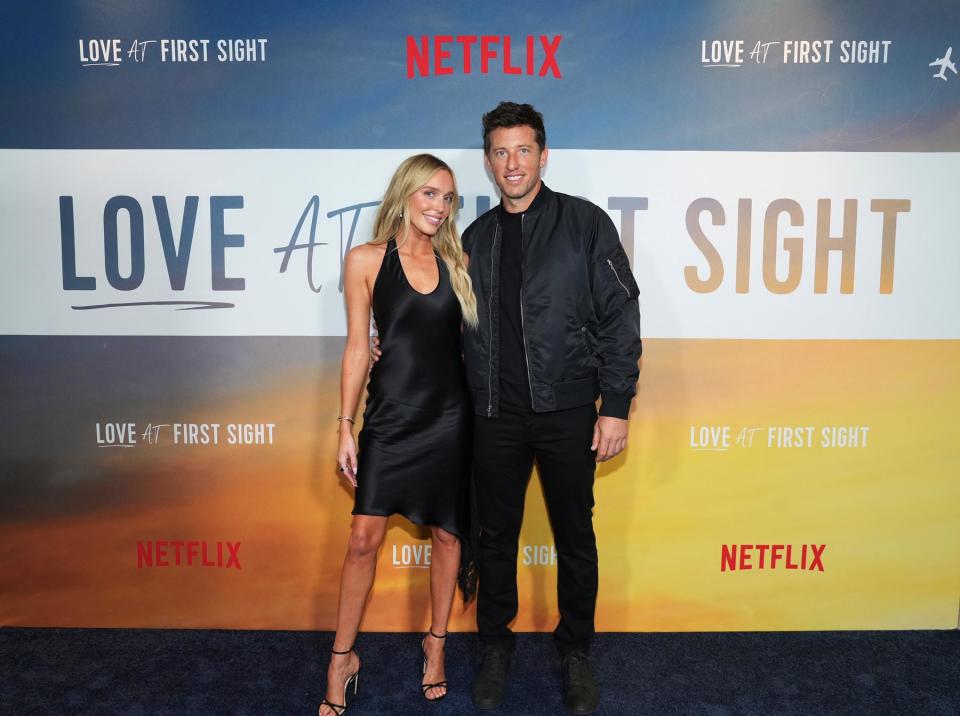 NEW YORK, NEW YORK - SEPTEMBER 13: Alexandra Cooper and Matt Kaplan attend the Love at First Sight NY fan screening at the Paris Theatre on September 13, 2023 in New York City. (Photo by Bennett Raglin/Getty Images for Netflix)