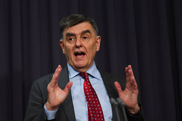 Australia's Chief Medical Officer Brendan Murphy addresses the media and the nation during a press conference at Parliament House.