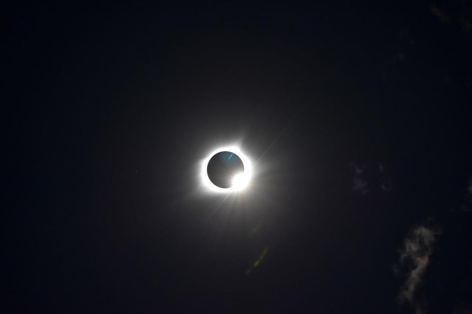 The diamond ring as totality ends in Blue Springs. [Photo courtesy of city of Blue Springs]