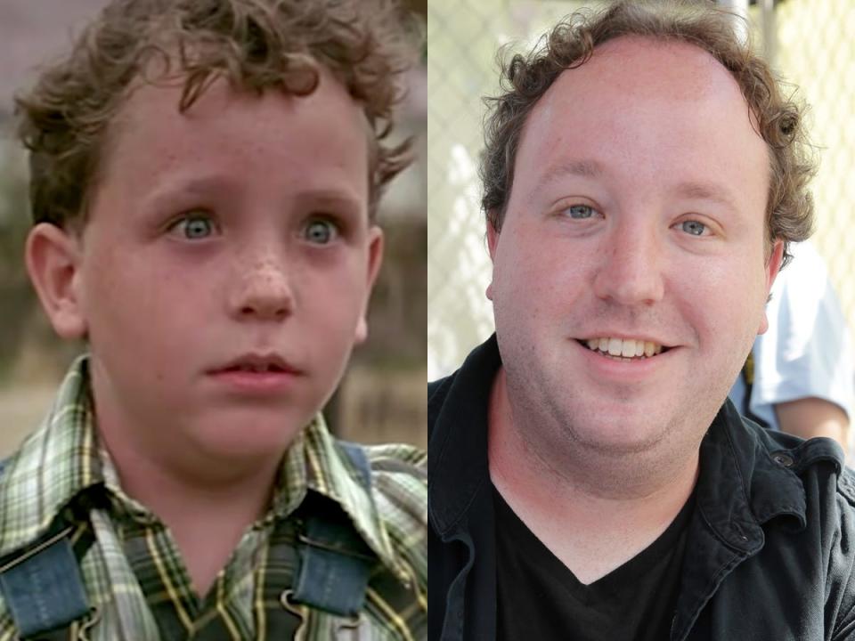 (left) shane obedzinski in the sandlot (right) shane obedzinski at sandlot 20th anniversary event in 2013