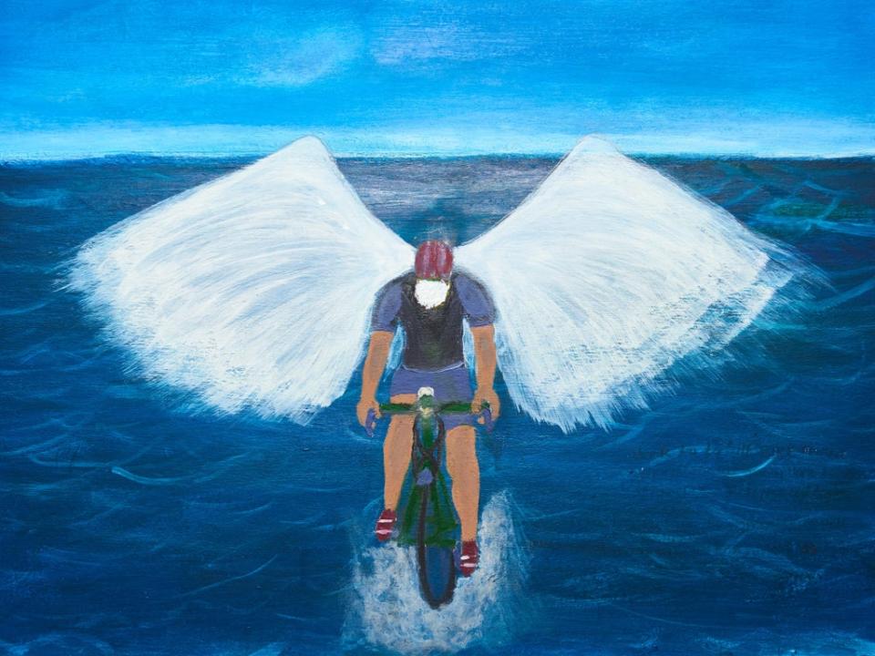 A painting by Comfort Adeyemi, who says cycling transformed her life (Odunayo Comfort Adeyemi)