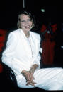 <p>Schiffer chooses an all-white ensemble for a Guess Parfum Launch, 1990</p>