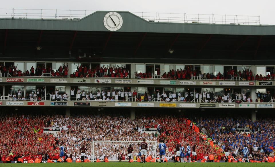 The clock seen at the old Highbury Stadium