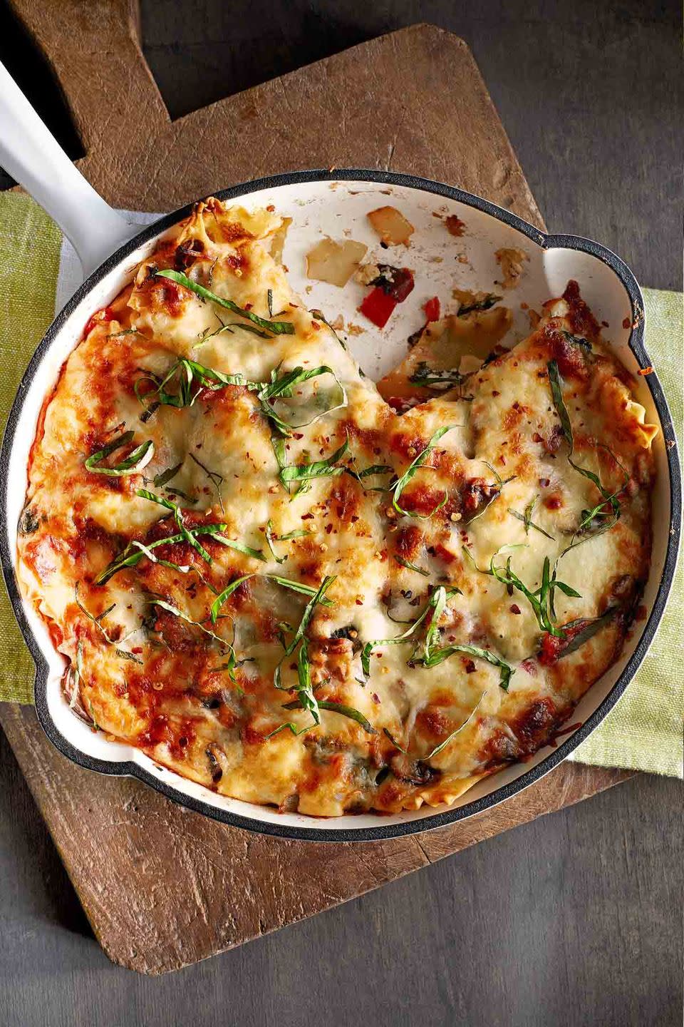 Skillet Mushroom and Spinach Lasagna
