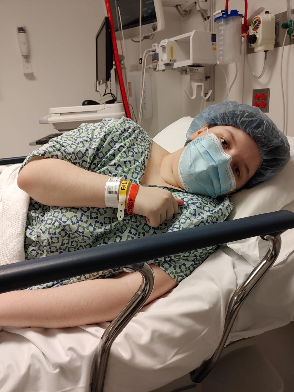 Isabell Rodriguez, 15, prepares for surgery at the Cleveland Clinic in Ohio. Rodriguez has had 13 failed surgeries to repair her pilonidal disease. Rodriguez's mother has said she would spend a third stimulus check on her surgery costs.