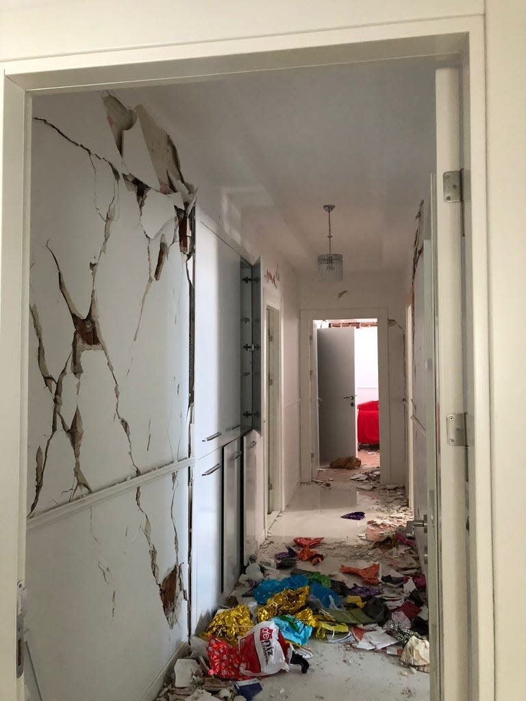 Damage at Sultan Akboga's apartment in Malatya, Turkey, following the 7.8 magnitude earthquake.