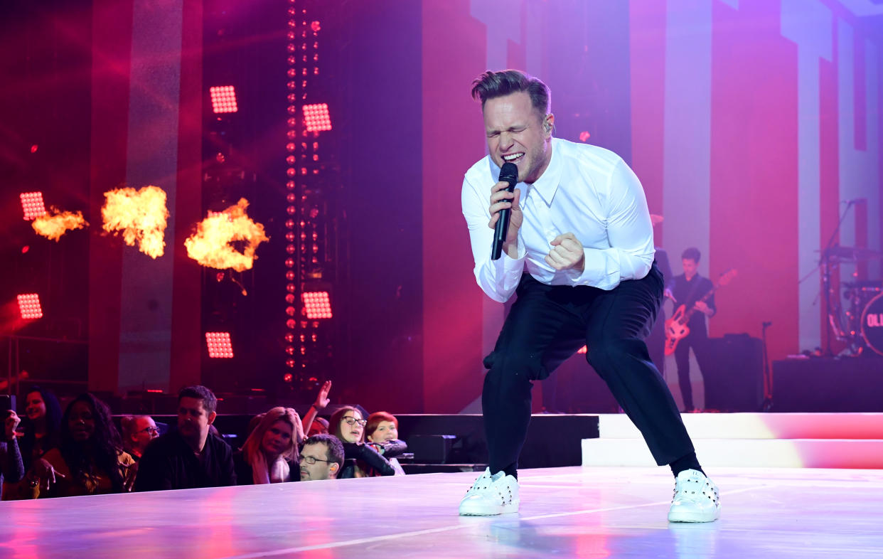 Olly Murs on stage during day one of Capital's Jingle Bell Ball with Coca-Cola at London's O2 Arena.