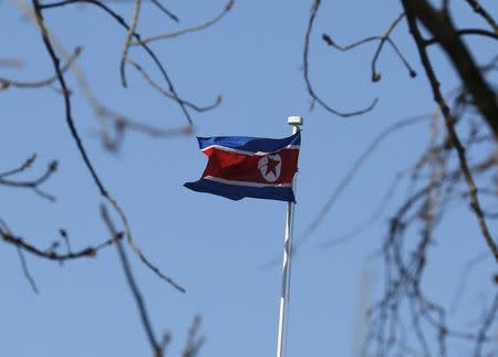 A North Korean flag is pictured at its embassy in Beijing January 6, 2016. REUTERS/Kim Kyung-Hoon