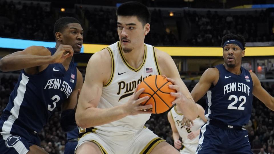 Purdue's Zach Edey is a fascinating and divisive NBA prospect. (David Banks/USA TODAY Sports)