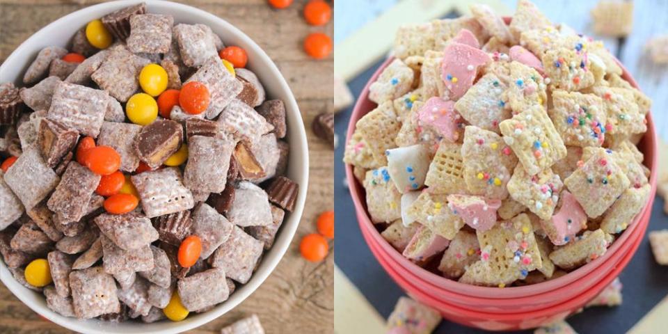 <p>Call it Muddy Buddies, call it Puppy Chow. Either way, you're never too old for a bowl of this crunchy-sweet goodness. Another bonus: It doubles as a last-minute (and inexpensive!) <a rel="nofollow noopener" href="http://www.goodhousekeeping.com/holidays/gift-ideas/g403/homemade-food-gift-ideas/" target="_blank" data-ylk="slk:DIY gift;elm:context_link;itc:0;sec:content-canvas" class="link ">DIY gift</a>.</p>