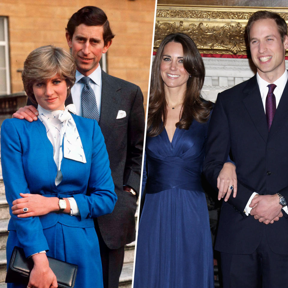 Diana and Charles in 1981 and Kate and William in 2010. (Tim Graham Photo Library via Getty Images/Chris Jackson/Getty Image)