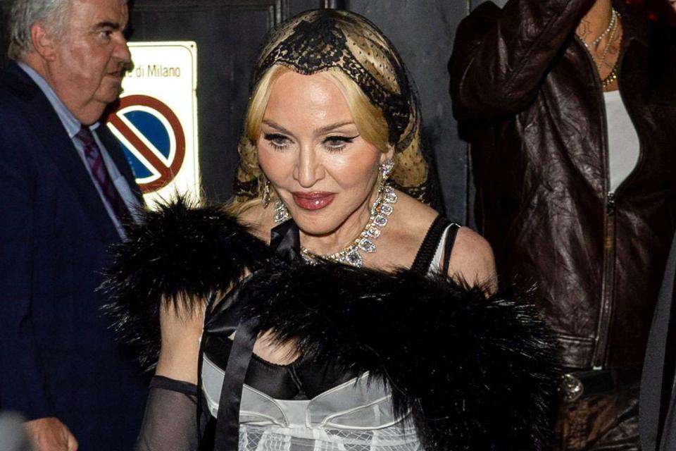 <p>Rachpoot/Bauer-Griffin/GC</p> Madonna attends the Dolce & Gabbana afterparty in Milan on Sept. 21, 2024