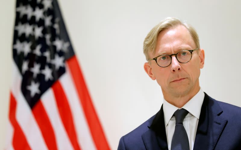 FILE PHOTO: Brian Hook, U.S. Special Representative for Iran, attends a news conference in London