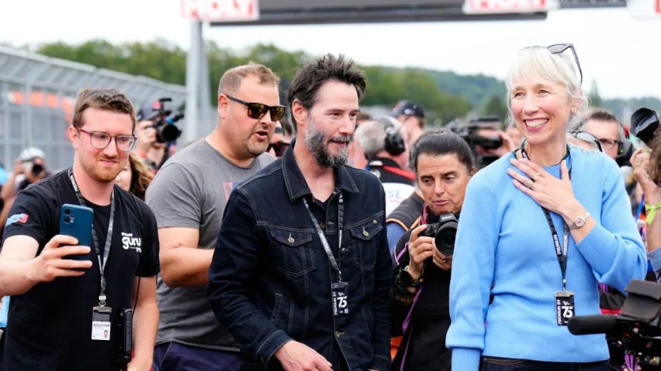 Keanu Reeves, Alexndra Grant. Photo by Jose Breton/Pics Action/NurPhoto via Getty Images.