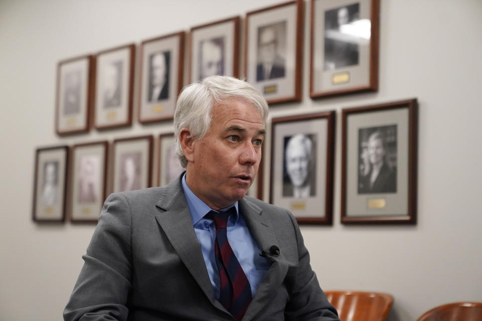 District attorney Steve Mulroy speaks during an interview with the Associated Press, in response to the investigation of the death of Tyre Nichols, who died after being beaten by Memphis police officers, in Memphis, Tenn., Tuesday, Jan. 24, 2023. Two Memphis Fire Department employees have been removed from duty while the agency conducts an investigation into the death of Nichols, a Black man, after a violent arrest that led to the firing of five police officers. (AP Photo/Gerald Herbert)