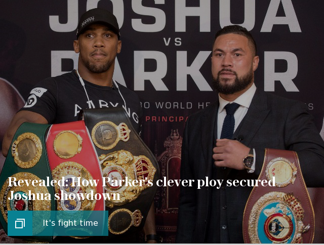 Anthony Joshua at lightest weight since 2014 for Joseph Parker fight
