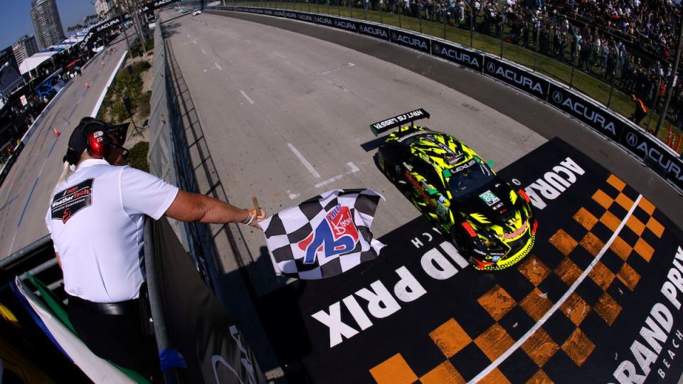 89 vassersullivan, lexus rc f gt3, gtd ben barnicoat, parker thompson takes the checkered flag