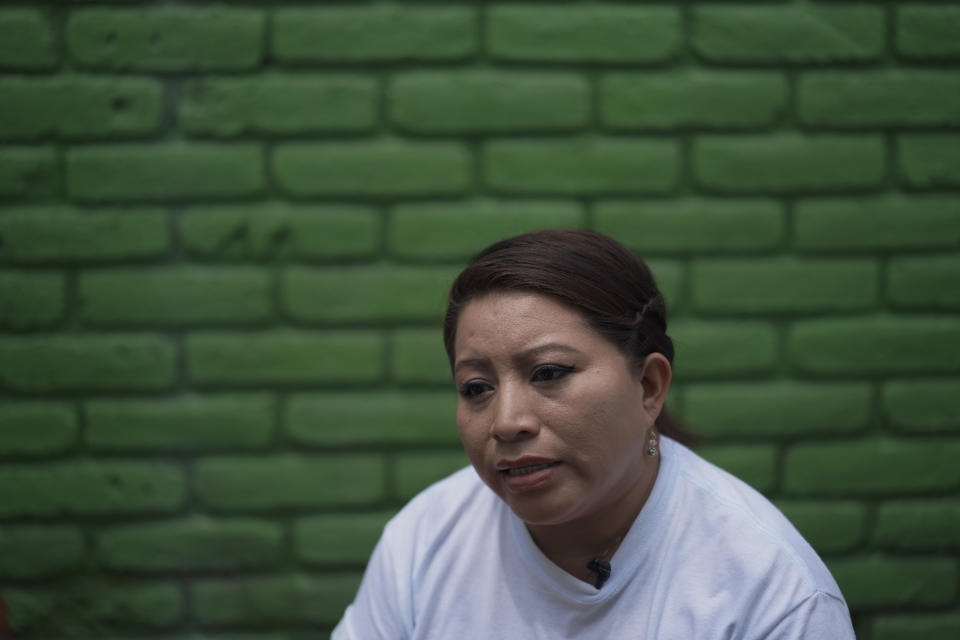 Teodora del Carmen Vásquez sits for an interview at her organization, Mujeres Libres (Free Women), on Friday, May 20, 2022, in San Salvador, El Salvador. Vásquez served more than 10 years in prison after having what she said was a stillbirth. She was arrested on suspicion of violating El Salvador’s abortion law and was ultimately convicted of aggravated homicide and sentenced to 30 years in prison. (AP Photo/Jessie Wardarski)