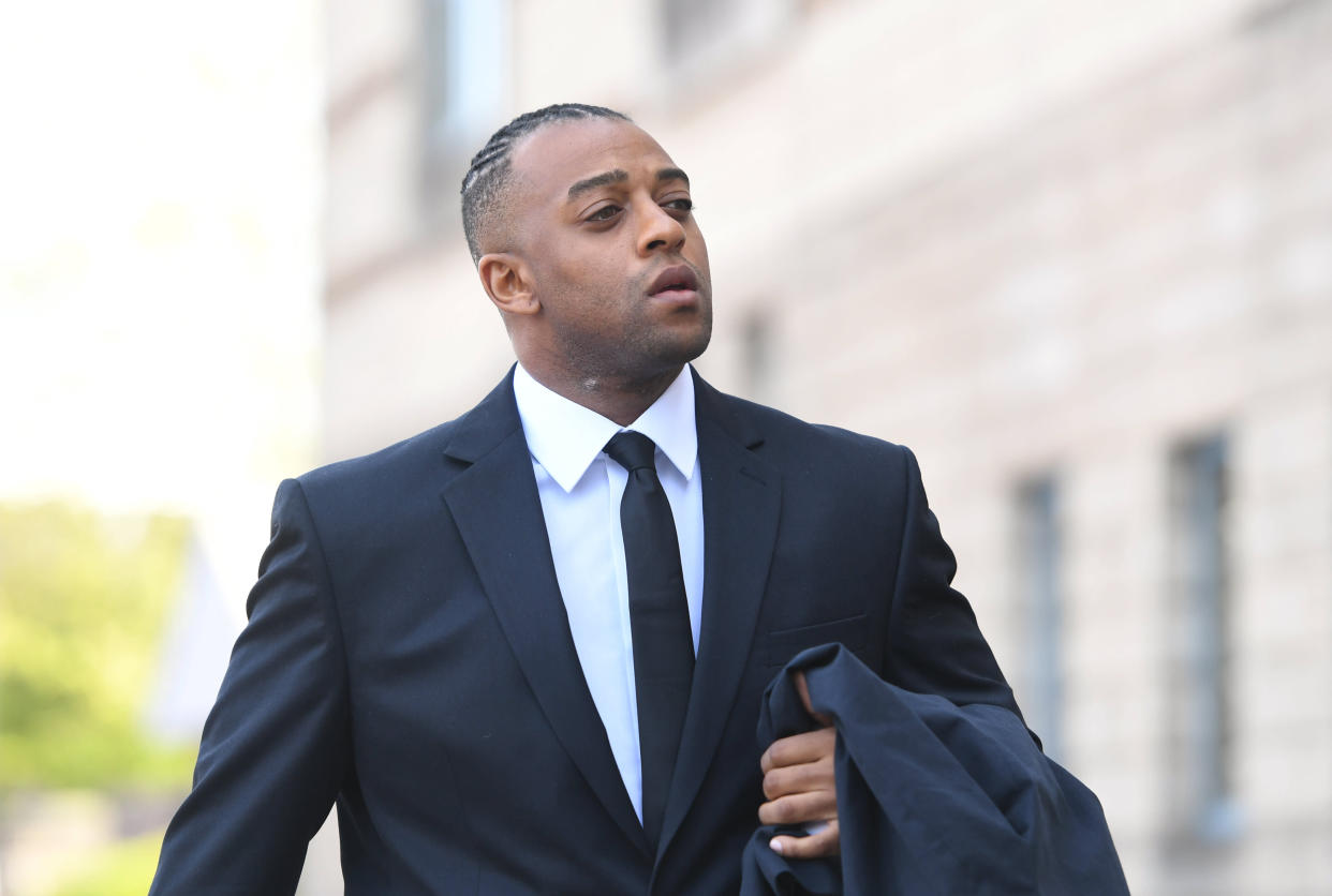 Former JLS star Oritse Williams arrives at Wolverhampton Crown Court where he is due to go on trial charged with raping a woman after a concert.