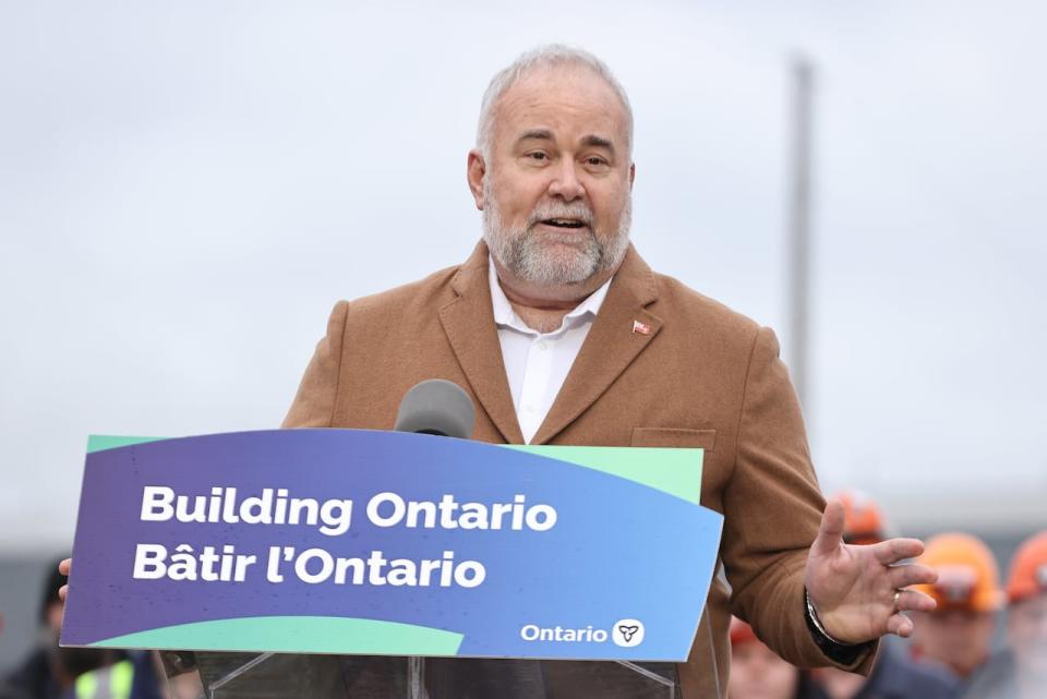 Ontario Energy Minister Todd Smith speaks during a news conference at the Pickering Nuclear Generating Station in Pickering, Ont., on Jan. 30, 2024.