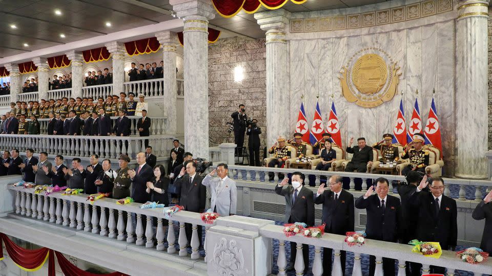 Kim Jong Un attends the parade marking the 75th anniversary of the founding of North Korea on September 9, 2023. - KCNA/X02538/via REUTERS