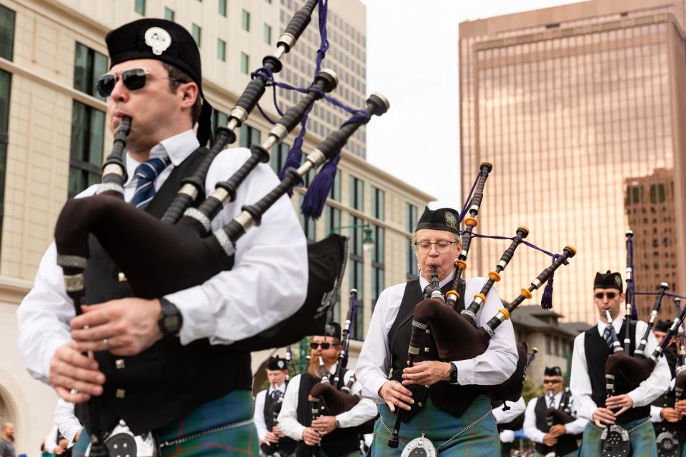 Bagpipers from the Utah Pipe Band perform at the annual Days of ’47 Parade in Salt Lake City on Monday, July 24, 2023. | Megan Nielsen, Deseret News