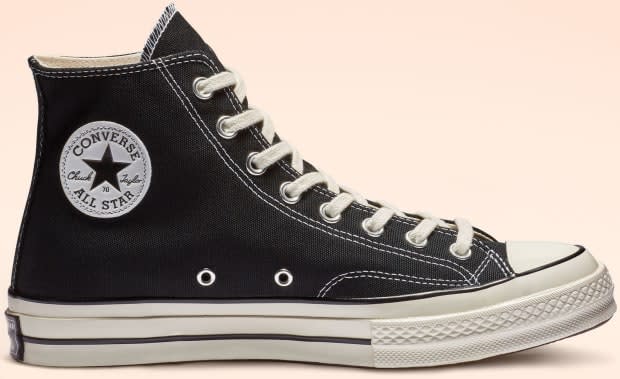 <p><strong>Converse Chuck 70 High Top, $85, <a href="https://rstyle.me/+RqaLAnu2EJKDZs_azRozLw" rel="nofollow noopener" target="_blank" data-ylk="slk:available here;elm:context_link;itc:0;sec:content-canvas" class="link ">available here</a>: </strong>I know I should probably be banned from society for not owning a pair of Chucks (I tossed my beat-up white ones years ago) so that's going to have to change very soon. You can never go wrong with this high-top in black.</p>