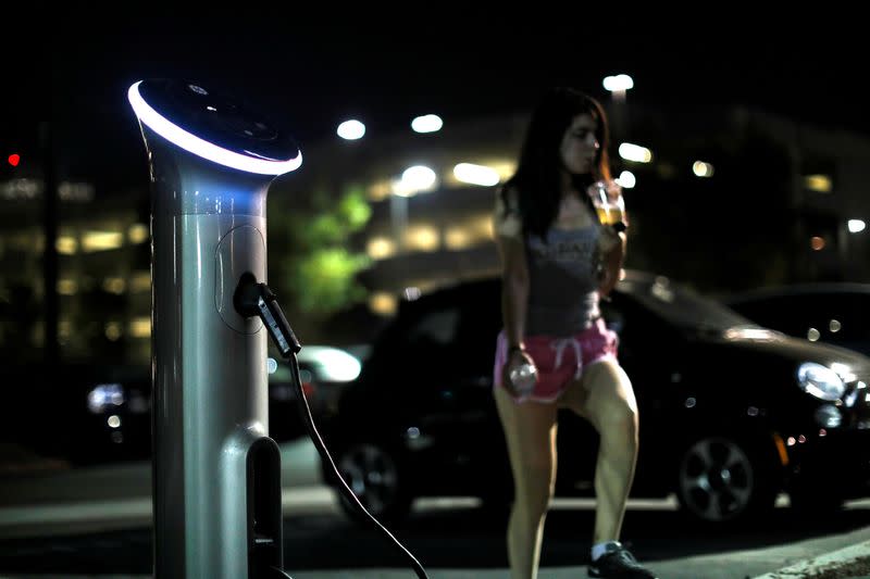 Charging station for electric vehicles is pictured in Pasadena