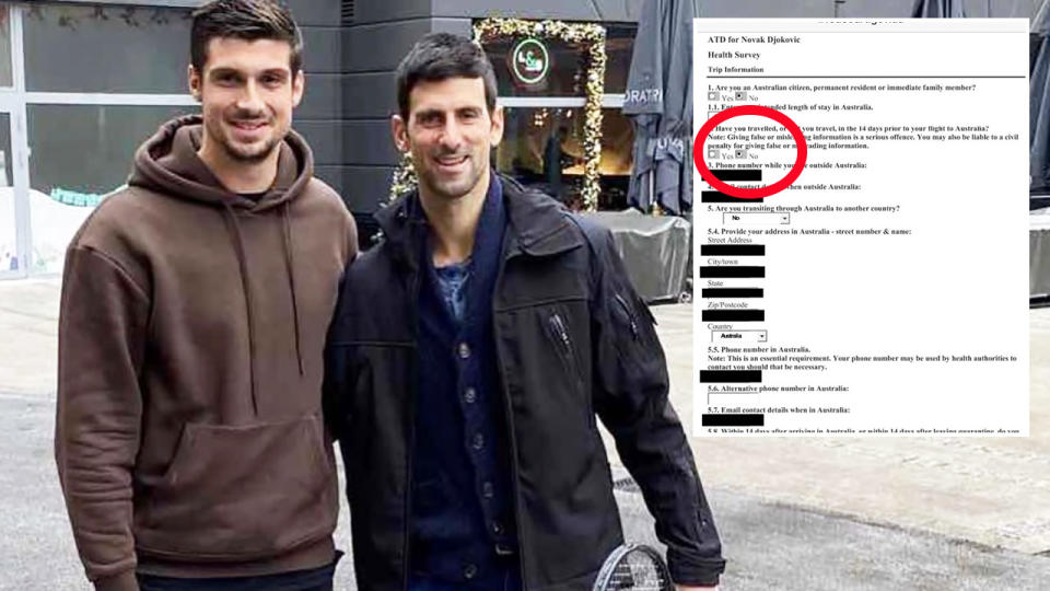 Novak Djokovic, pictured here in Serbia before he travelled to Australia.